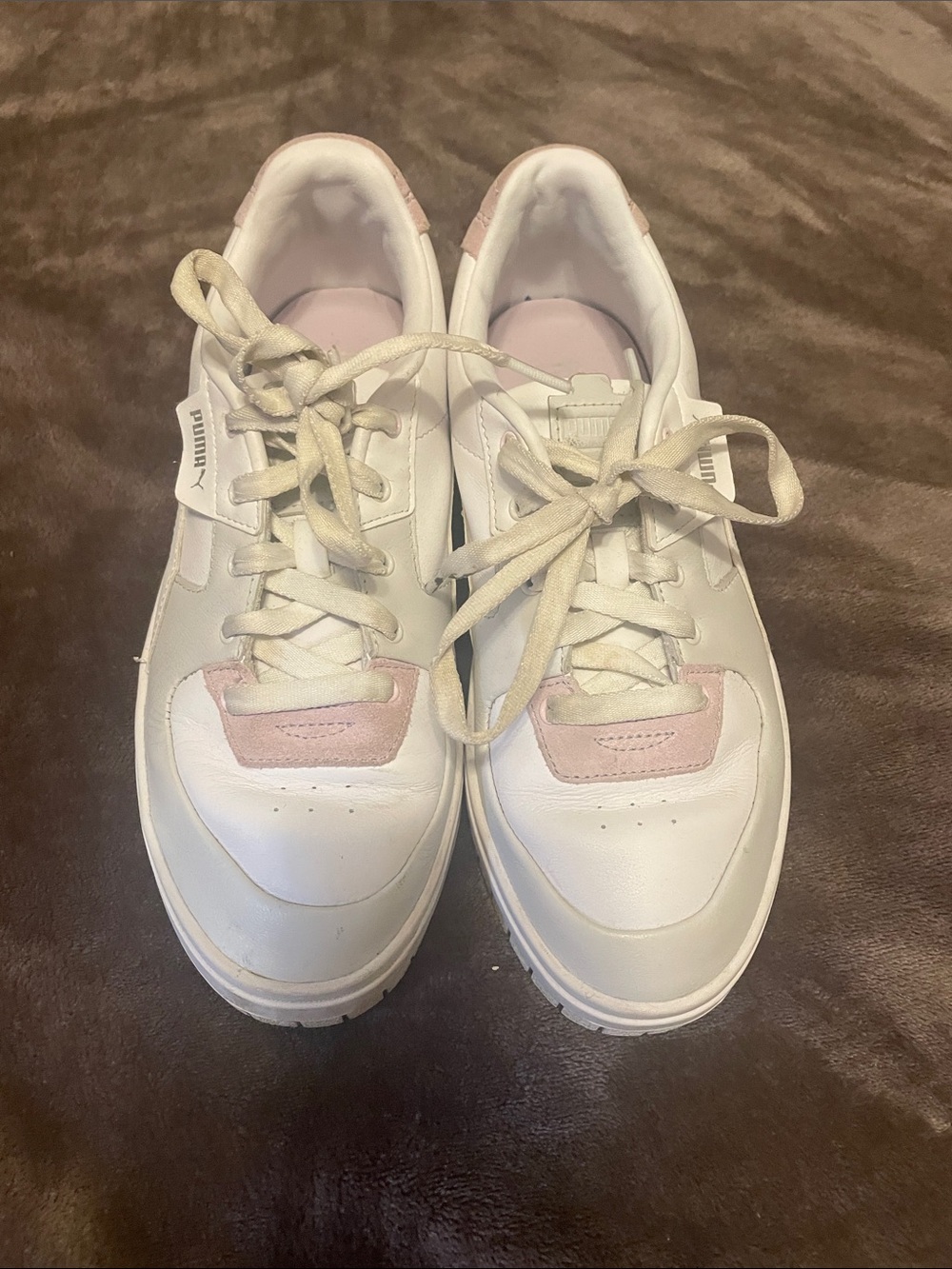 Puma White Sneakers with Pink Accents